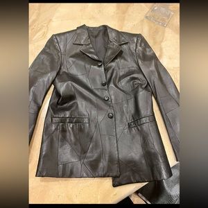 BOYS SIZE 16 LEATHER GEOMETRIC BLAZER